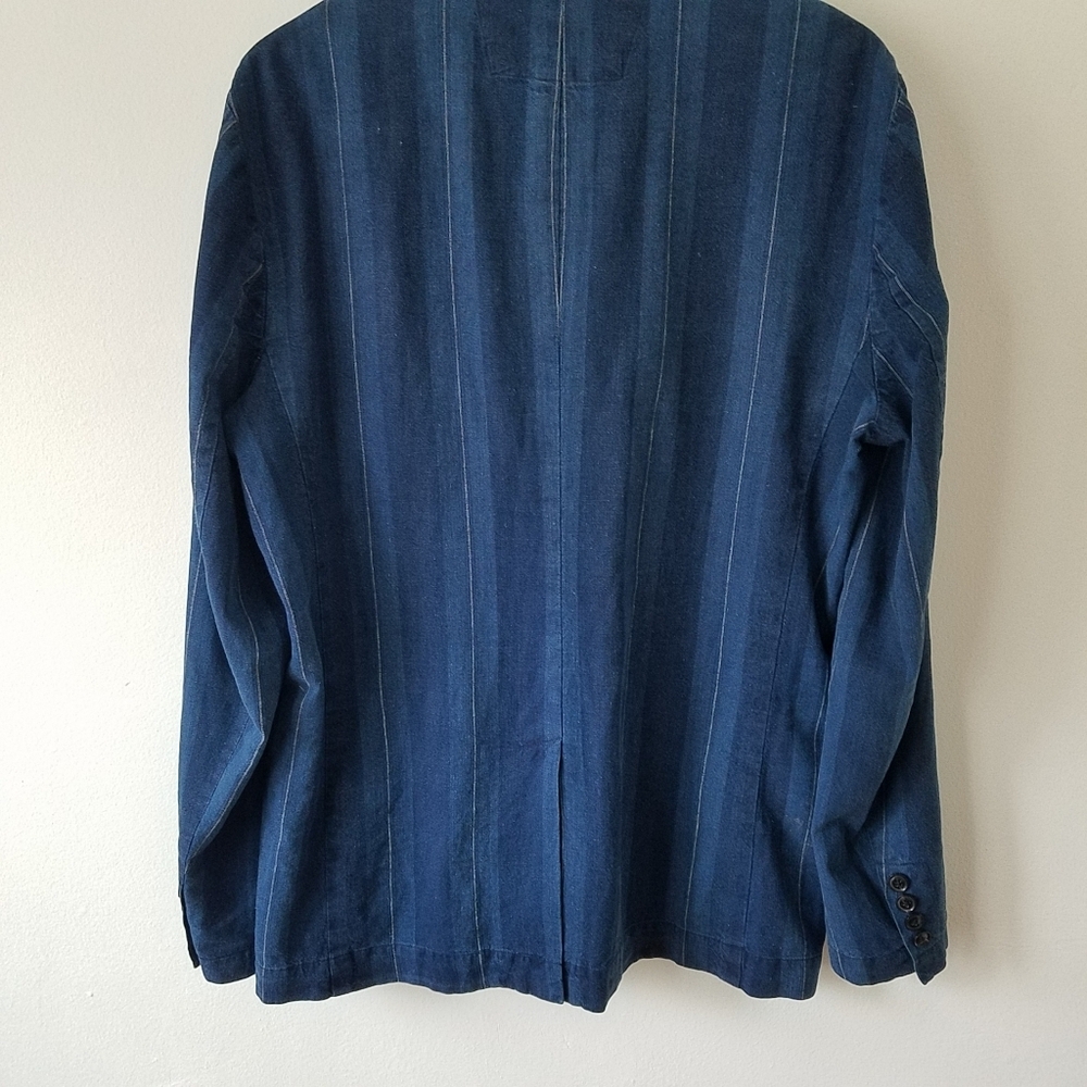 John Varvatos USA Linen Blend Pinstripe Navy Blazer Jacket Size 42 - Picture 7 of 13